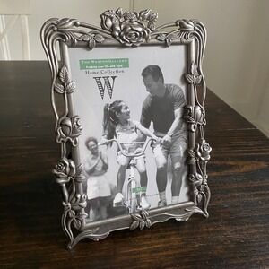 The Weston‎ Gallery Pewter Picture Frame Floral Rose Accent 5x7